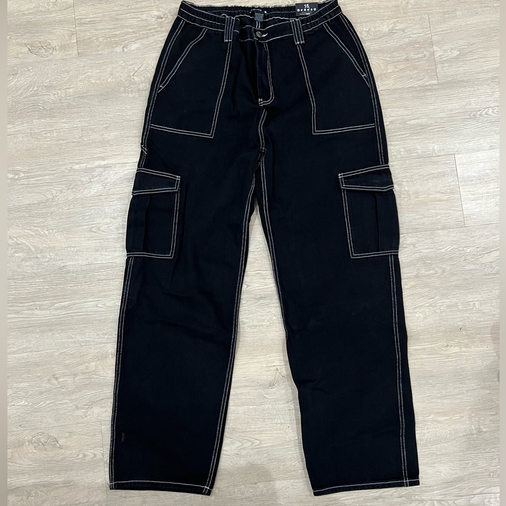Wide leg carpenter cargo jeans with stretch